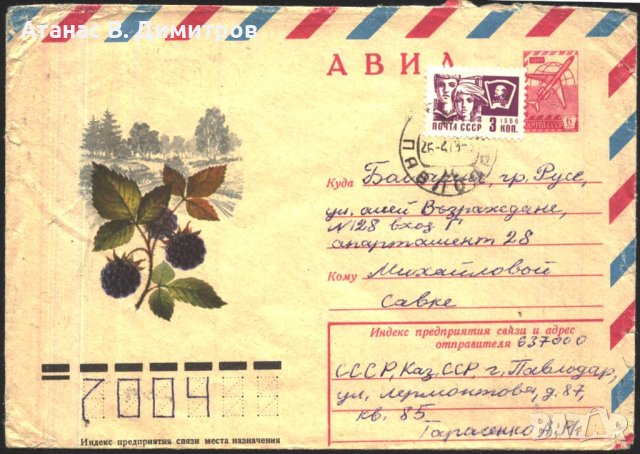 Пътувал плик Флора Къпина Гора Дървета 1983 от СССР, снимка 1