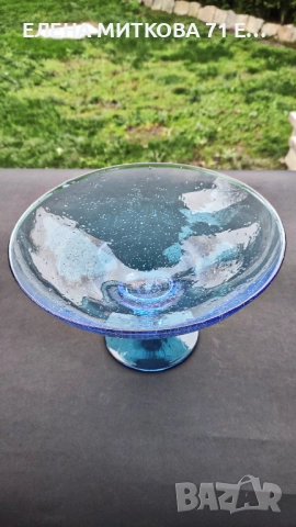 Една прекрасна фруктиера на столче от цветно стъкло с "мехурчеста" структура, снимка 8 - Аксесоари за кухня - 52643437