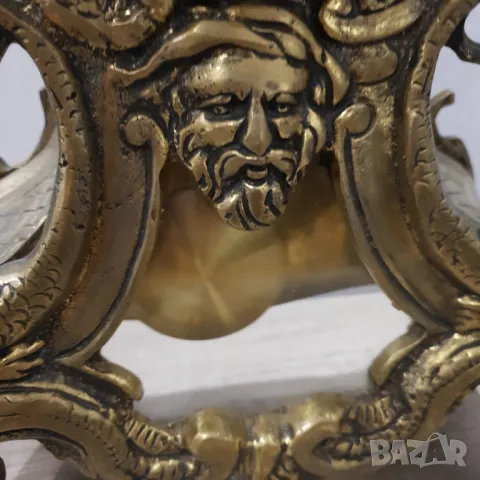 Голям месингов каминен часовник с електронен гонг, снимка 11 - Антикварни и старинни предмети - 48372207