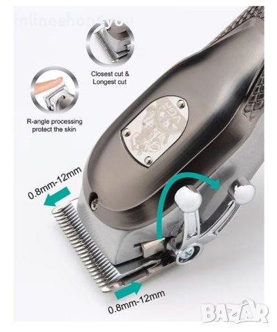 Машинка за професионално подстригване VGR, четка и гребен, метален корпус, 6 решетки, автономност 25, снимка 2 - Електрически самобръсначки - 44102147