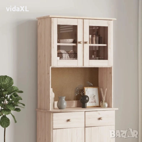 vidaXL Надстройка за бюфет ALTA, 77x30x92 см, бор масив(SKU:353945), снимка 2 - Бюфети - 52569458