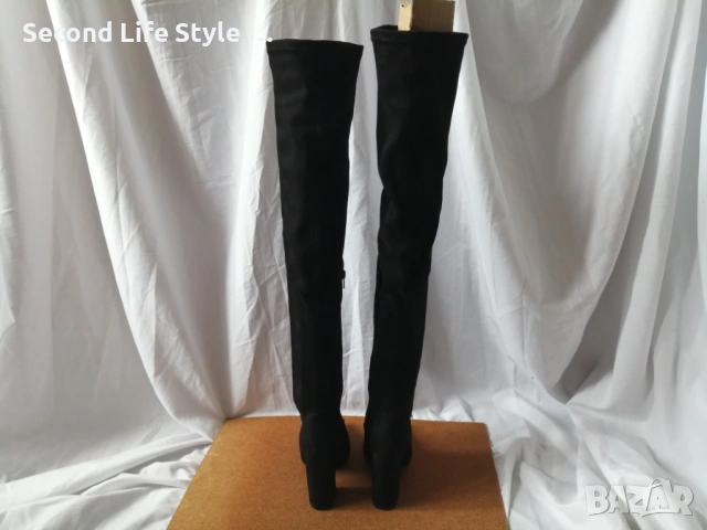 №36 Елегантни дамски ботуши над коляното; с ток; имитация на велур, снимка 10 - Дамски ботуши - 53110293