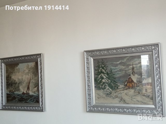 Гоблени  "Развълнуваното езеро" и "Зима параклис" Вилер, снимка 2 - Гоблени - 39389700