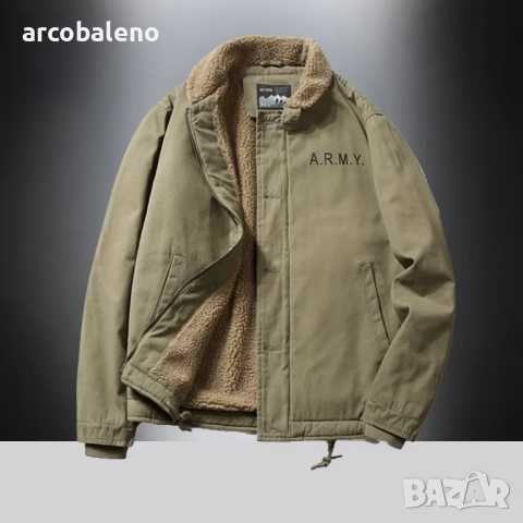 Мъжко зимно яке с удебелена вълнена подплата и качулка, 6цвята , снимка 2 - Якета - 52160331