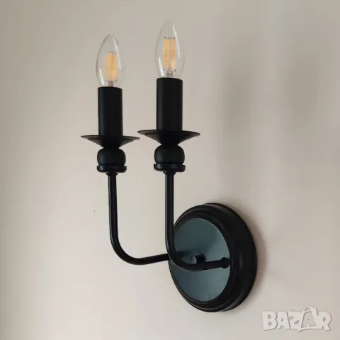 Модерен метален  двоен аплик тип свещ - класическа стенна лампа, снимка 5 - Лампи за стена - 47425746