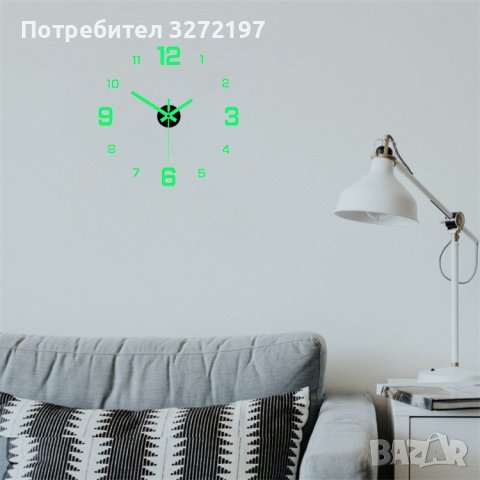 3D часовник за стена голям размер, фосфорисциращи стрелки, модерен дизайн, снимка 13 - Стенни часовници - 40438617