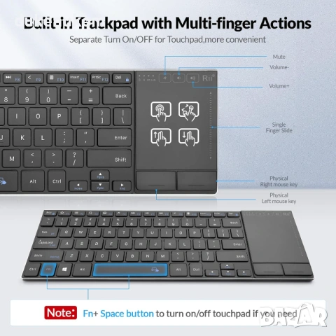 Безжична клавиатура с голям тъчпад – Bluetooth 5.1 + 2.4G,, снимка 7 - Клавиатури и мишки - 53382147