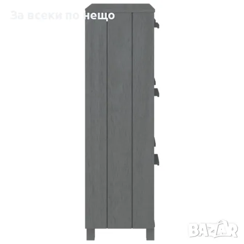 Шкаф за обувки, тъмносив, 59,5x35x117 см, бор масив, снимка 3 - Шкафове - 48289764