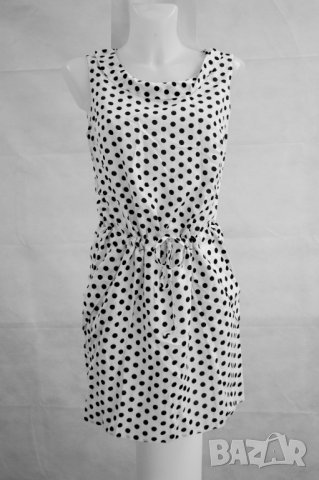Лятна бяла рокля на черни точки - M, снимка 2 - Рокли - 43111805