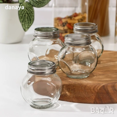 5936 Комплект стъклени бурканчета за подправки, 4 броя, снимка 4 - Съдове за готвене - 50581360