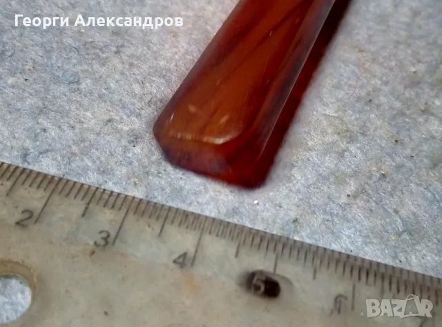 СТАРИННА БРОНЗОВА ДЕБЕЛО ПОСРЕБРЕНА ЛОПАТКА за СЕРВИРАНЕ на ТОРТА с КЕХЛИБАРЕНА ДРЪЖКА КЕХЛИБАР, снимка 9 - Прибори за хранене, готвене и сервиране - 48148540