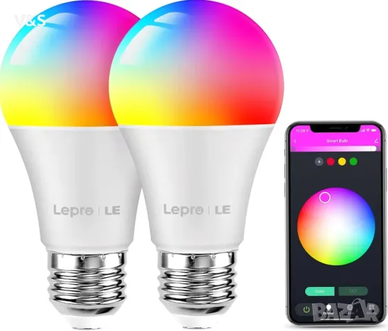 Смарт крушка Lepro E27, интелигентни крушки с винт, променящи цвета смарт E27 LED.2 броя, димируема 