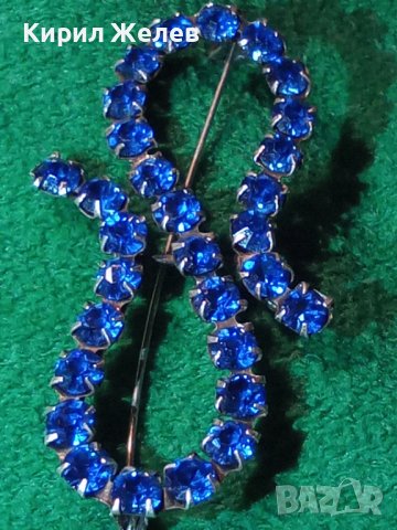 ДЕБЕЛО ПОСРЕБРЕНА МЕДНА СТАРИННА СКЪПОЦЕННА РЕТРО АРТ НУВО БРОШКА с ИСКРЯЩ СИН ЦИРКОНИЙ 40113, снимка 18 - Антикварни и старинни предмети - 42613640
