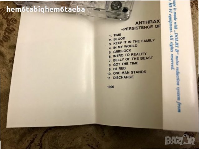 Рядка касетка! Anthrax - Persistence of Time - Unison, с разгъваща се обложка, снимка 3 - Аудио касети - 28269844