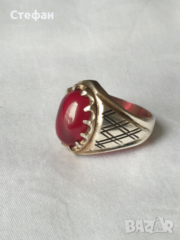 Сребърен пръстен с рубин, снимка 2 - Пръстени - 44893902