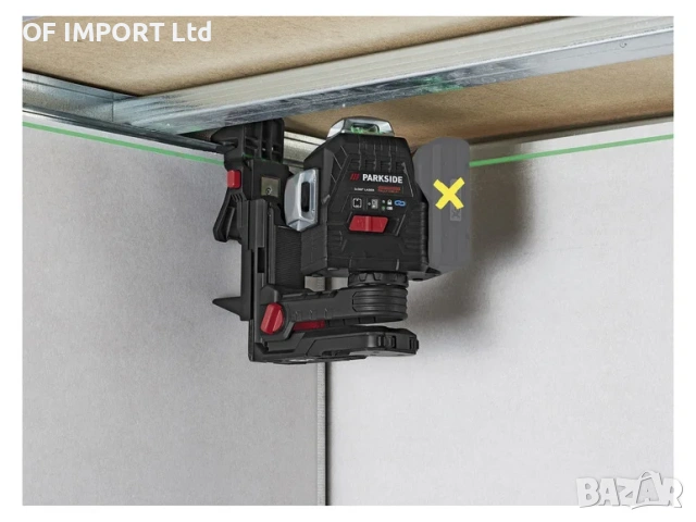 Акумулаторен Лазерен Нивел с Кръстосани Линии PARKSIDE Performance 20V PKLLP 3360 A1, снимка 2 - Други инструменти - 53494279