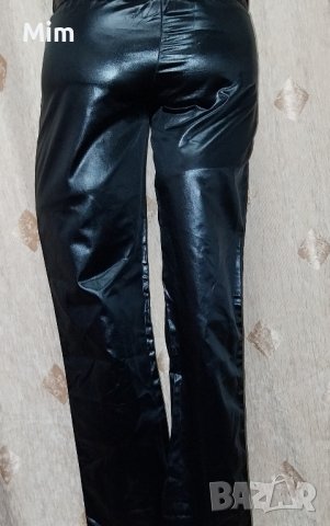 S Черен сатенен панталон/ клин/, снимка 3 - Панталони - 43445987