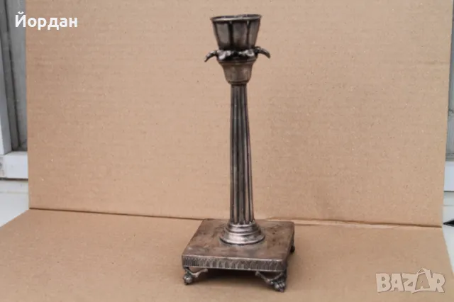 Посребрен свещник, снимка 13 - Антикварни и старинни предмети - 49849137