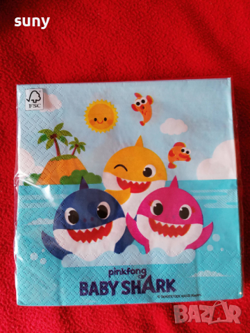 Парти салфетки Baby Shark, снимка 1 - Други - 36478848
