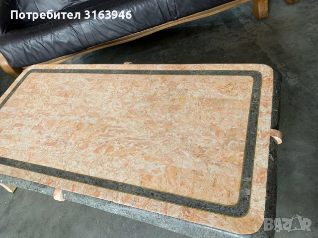 Луксозна дизайнерска маса с имитация на мрамор, приписвана на Maitland-Smith, снимка 4 - Маси - 51062473