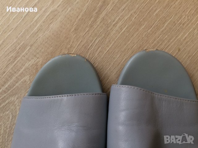 Удобни сини чехли Zara естественна кожа., снимка 4 - Дамски обувки на ток - 37373588
