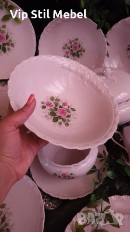 Колекционерски розов сервиз за хранене и кафе , снимка 5 - Сервизи - 53534156