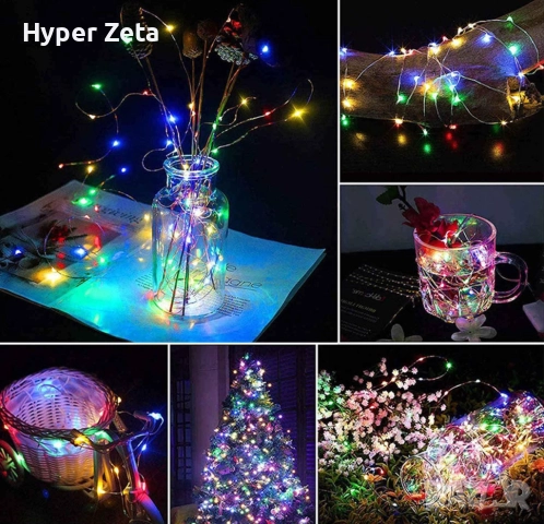 Гирлянди от светлинки, комплект от 4 броя, 5 м, 50 LED медни лампички с батерии, снимка 3 - Лед осветление - 51977867