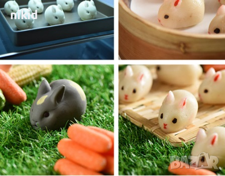 3D малко заоблено зайче заек Силиконов молд форма калъп фондан шоколад гипс сапун свещ смола, снимка 4 - Форми - 36541685