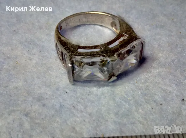 ШАРМАНТЕН СКЪПОЦЕНЕН СРЕБЪРЕН ПРЪСТЕН МАРКОВО СРЕБРО 925 с БЯЛА ПОЗЛАТА и ЛАБОРАТОРЕН МОЙСАНИТ 47596, снимка 4 - Пръстени - 49366059