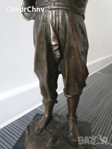 40см-6кг Barbella статуетка/стара италианска бронзова скулптура/фигура на момче пиещо от стомна, снимка 7 - Статуетки - 52804196