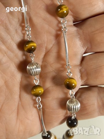 сребърно колие с тигрово око, снимка 7 - Колиета, медальони, синджири - 43700721