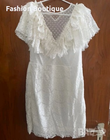 Елегантна бяла дантелена рокля , снимка 9 - Рокли - 39881466