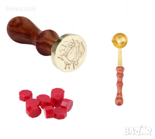 Восъчен печат роза Комплект : печат , лъжица и восък, снимка 2 - Други ценни предмети - 26742161