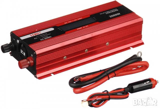 Инвертор на напрежение с дисплей от 12V на 220V с мощност от 2000W, снимка 3 - Аксесоари и консумативи - 26594166