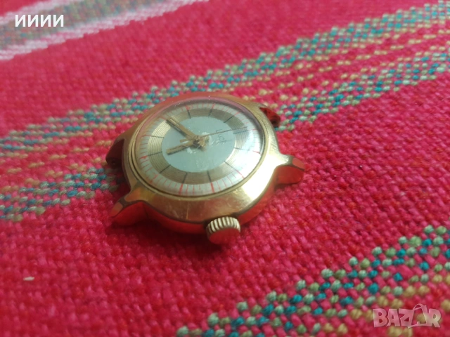 Позлатен часовник Луч обемен корпус , снимка 6 - Антикварни и старинни предмети - 53292164