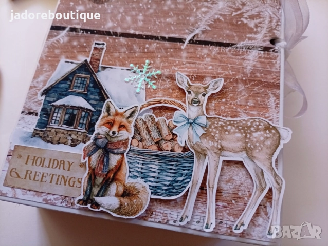 Ръчно изработена скрапбук кутия тип книга "Зимна приказка" , снимка 2 - Други - 51951082