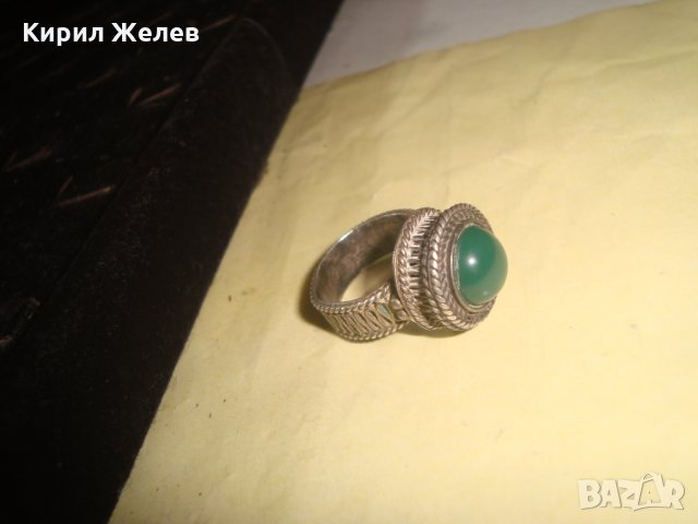 СРЕБЪРЕН СТАР 19 ВЕК ПРЪСТЕН с ГОЛЯМ ШЛИФОВАН КАМЪК ЗЕЛЕН АХАТ - СРЕБРО СТАРО ГРАДСКО БИЖУ 22478, снимка 16 - Антикварни и старинни предмети - 33046862
