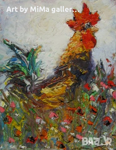 Петел, петли, петлета, rooster painting - Мима / Art by MiMa,  paintings, снимка 7 - Картини - 31513632