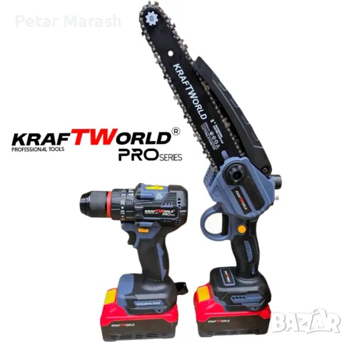KraftWorld 2в1 Акумулаторен Комплект – Ударен Винтоверт и Мини Резачка с 2 Батерии, снимка 2 - Винтоверти - 50357700