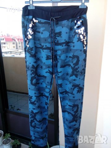 Камуфлажен панталон в син цвят със пайети - С, М и Л, снимка 3 - Панталони - 27532304