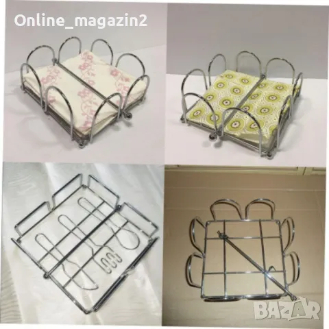 Луксозен метален салфетник в сребристо, снимка 1