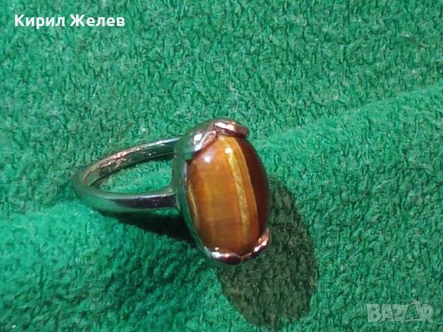 СКЪПОЦЕНЕН МОДЕН АРТ ПРЪСТЕН с ЮВЕЛИРНО ШЛИФОВАН КАМЪК ТИГРОВО ОКО 36994