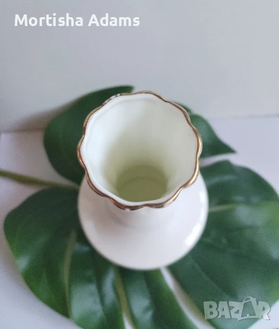 Костен порцелан "Розови незабравки", снимка 3 - Вази - 50540368