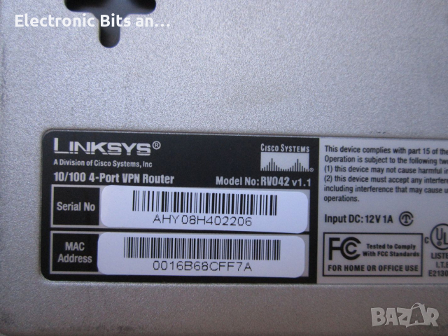 Рутер Linksys RV042, Dual WAN & VPN, снимка 2 - Рутери - 51825008