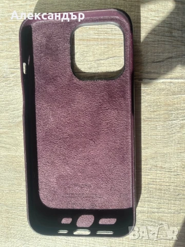 *Оригинал* Magsafe Кожен калъф Алкантара iphone 13 pro цвят Deep Purple, снимка 8 - Калъфи, кейсове - 51356464