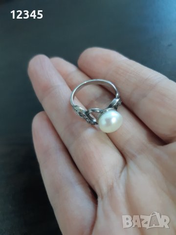 Руски много класен сребърен пръстен естествена перла, снимка 2 - Пръстени - 38704459