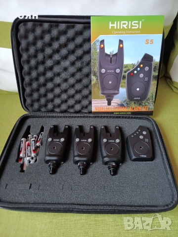 Сигнализатори на марката Hirisi, 3+1. Нови, отворени само за проба. Батриите са бонус към комплекта.