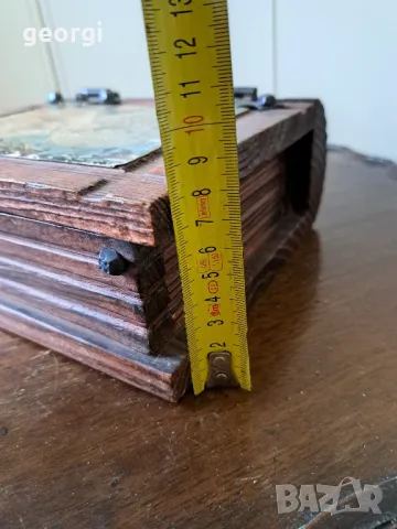 ретро дървена кутия книга с метален обков      15/4, снимка 9 - Антикварни и старинни предмети - 48974199