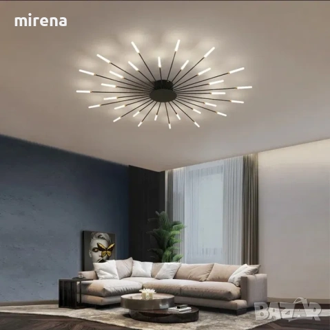 Модерна LED ЛЕД фойерверки, цвете, скандинавска, полилеи (30 глави), снимка 2 - Лампи за таван - 53134110