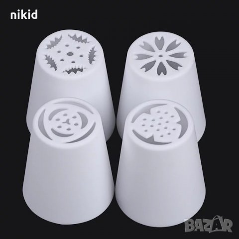 18 бр пластмасови накрайника шприц за пош руска дюза с единичен и троен адаптор накрайници, снимка 4 - Аксесоари за кухня - 35595583